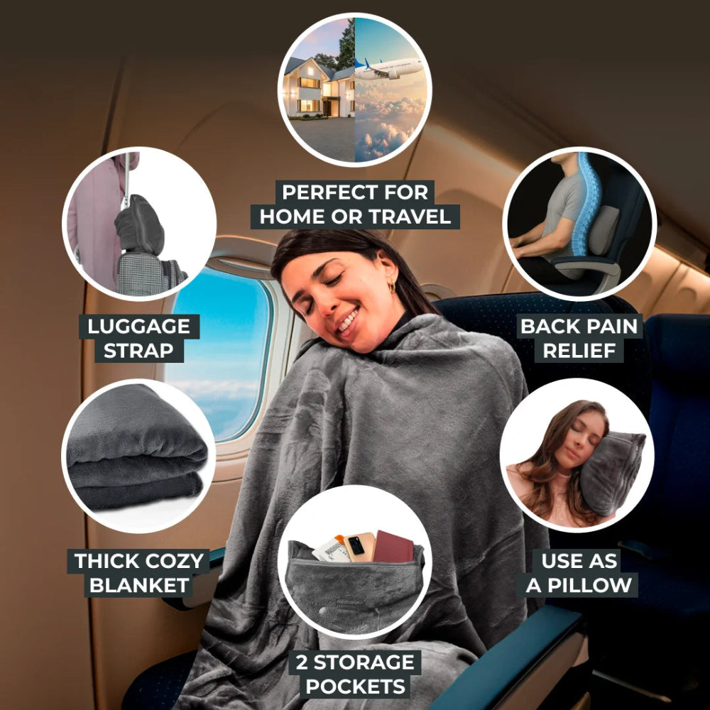 FlyHugz® Manta y Bolsa de Confort
