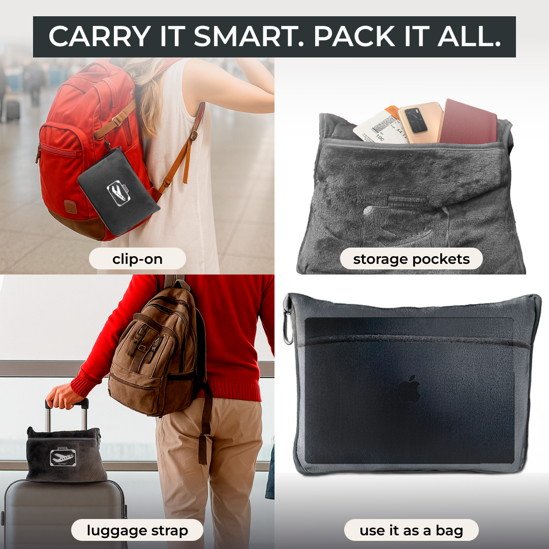 FlyHugz® Manta y Bolsa de Confort
