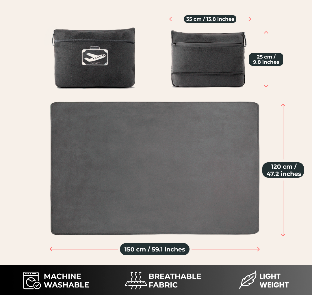 FlyHugz® Manta y Bolsa de Confort
