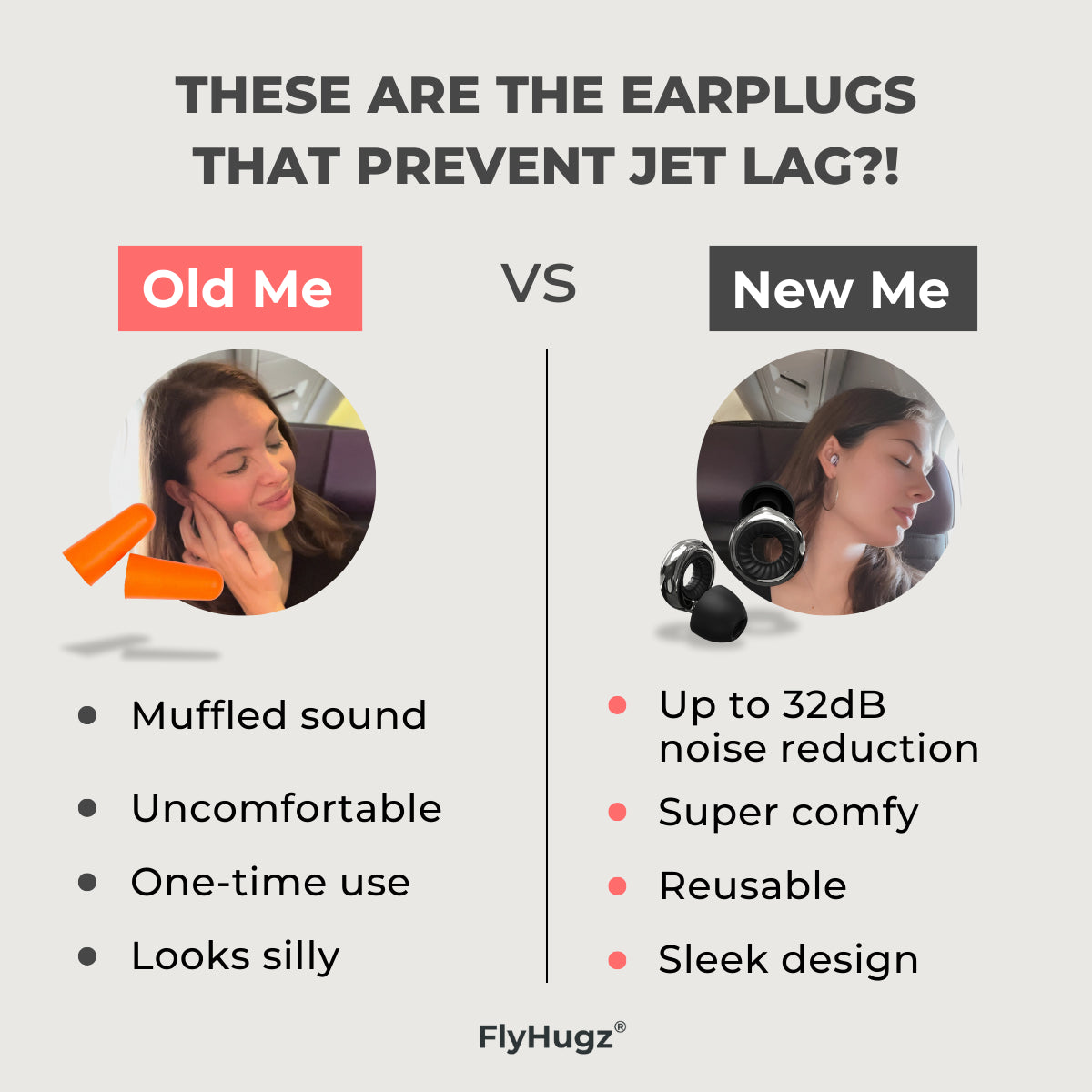 FlyHugz® Tapones para los Oídos de Viaje que Reducen Ruido