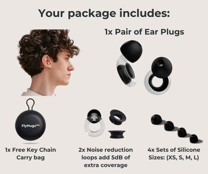 FlyHugz® Tapones para los Oídos de Cancelación de Ruido