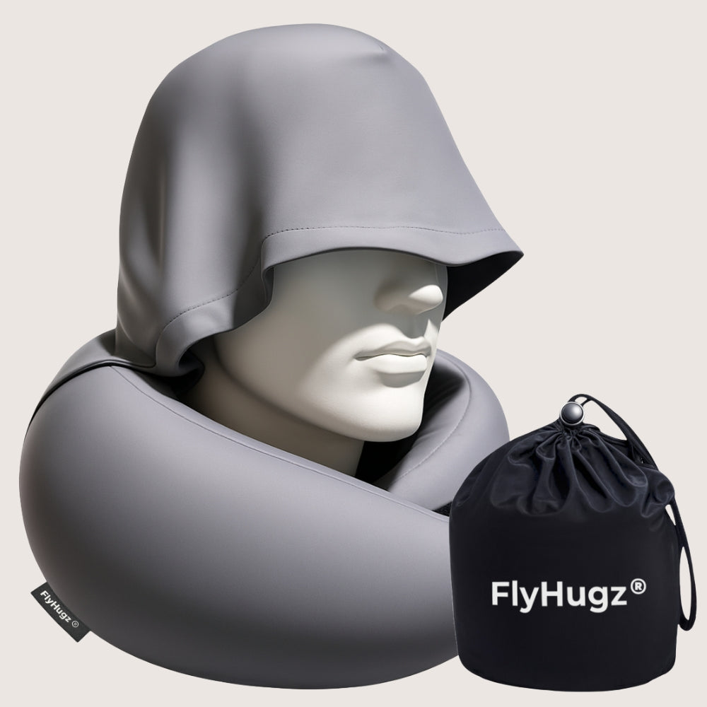 FlyHugz® 2.0 Almohada de Viaje con Capucha