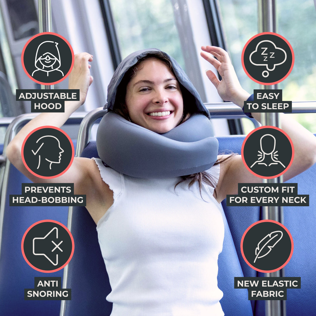 FlyHugz® 2.0 Almohada de Viaje con Capucha