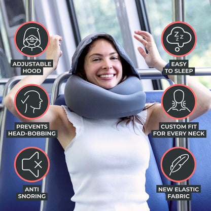 FlyHugz® 2.0 Almohada de Viaje con Capucha