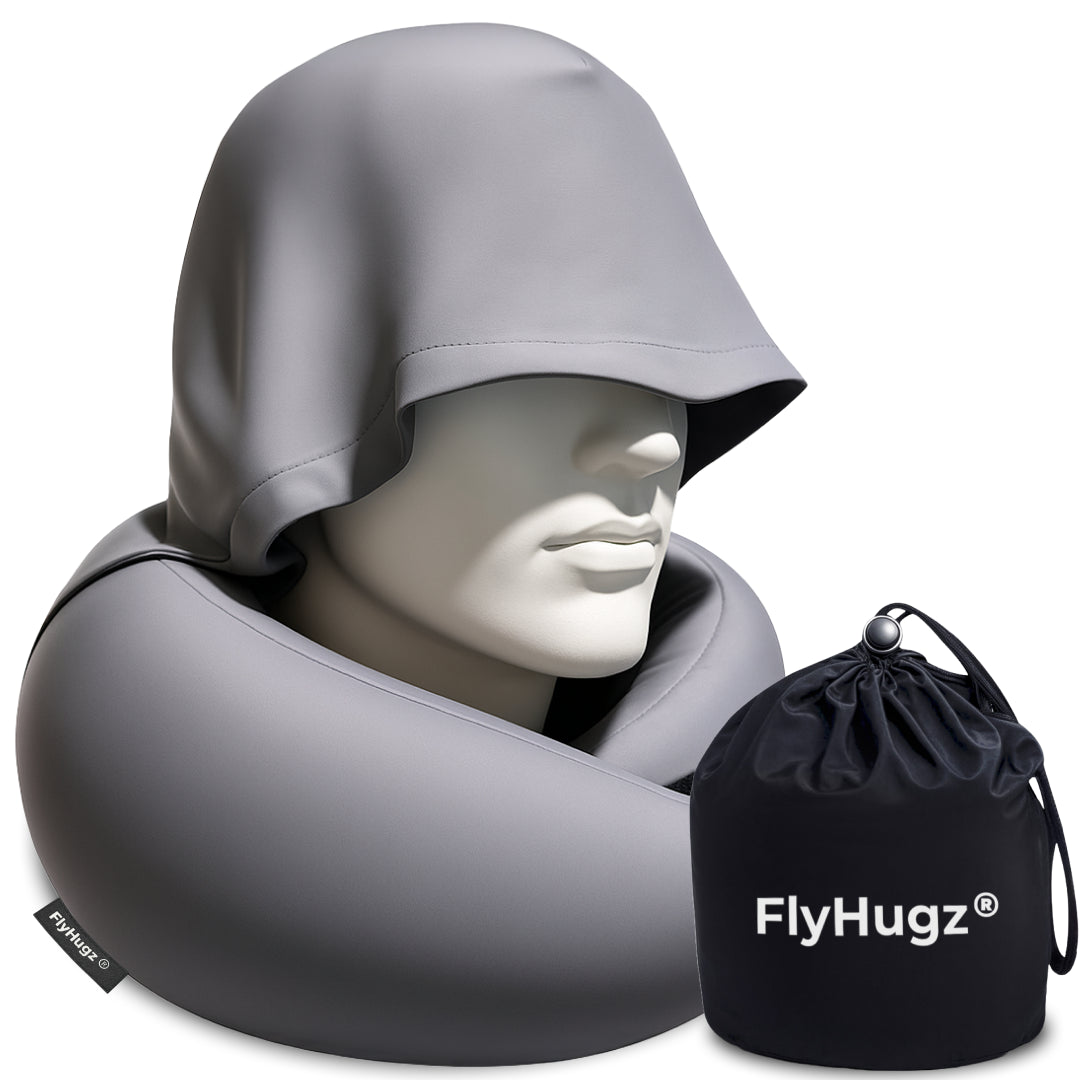 FlyHugz® 2.0 Almohada de Viaje con Capucha
